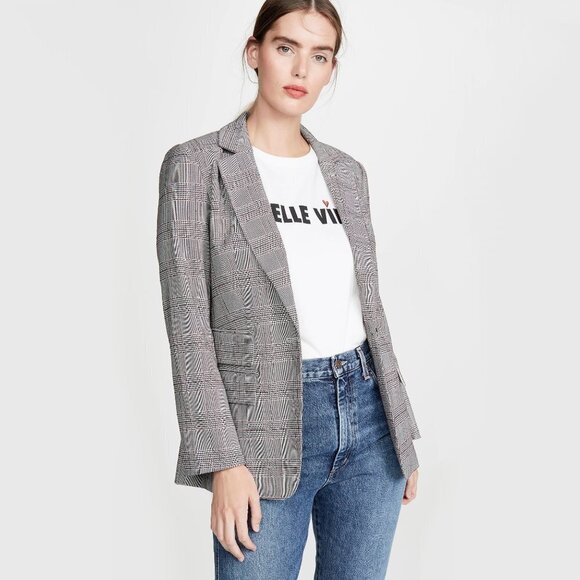 NWT Joie plaid houndstooth blazer & high waisted pants pantsuit set, 4 - Picture 4 of 16